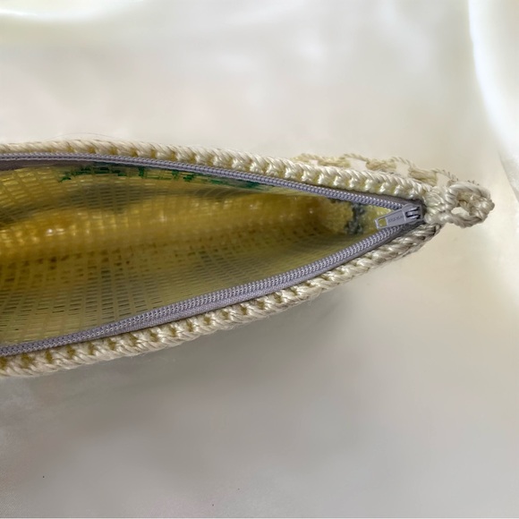 Vintage 50s pastel crochet crossbody purse bag coquette blue cream - Picture 3 of 3